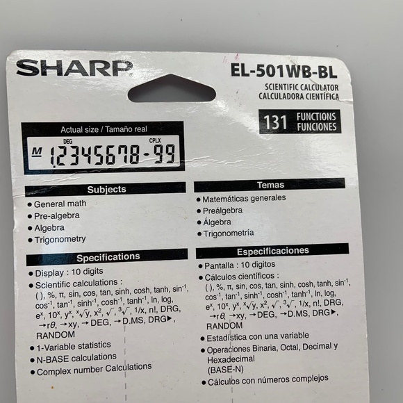 Sharp EL-501WB-BL Scientific Calculator Blue Sealed - Picture 7 of 8